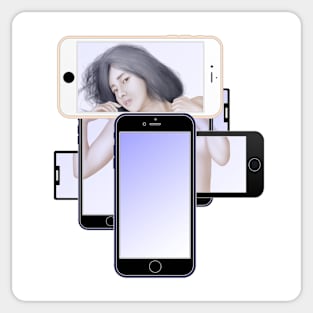 Illustration Logo – Phone Imaged Girl Sticker